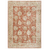 Dalyn Bergama BE6 Paprika area rug with a traditional floral pattern in paprika, ivory, and brown.