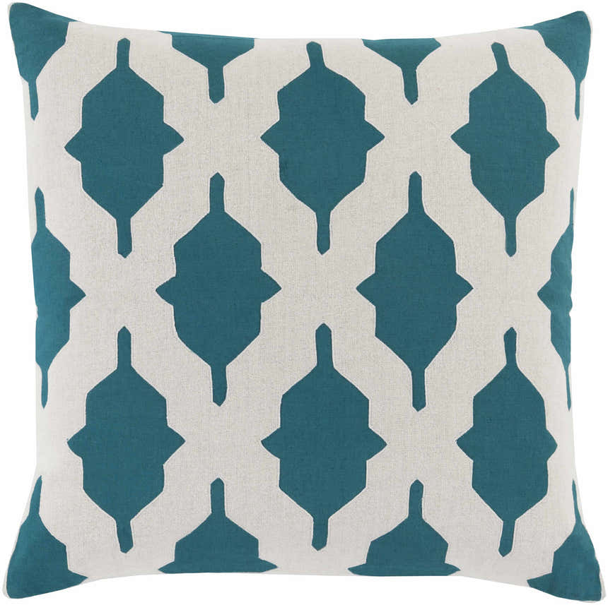Beaman Teal & White Geometric Accent Pillow - Clearance