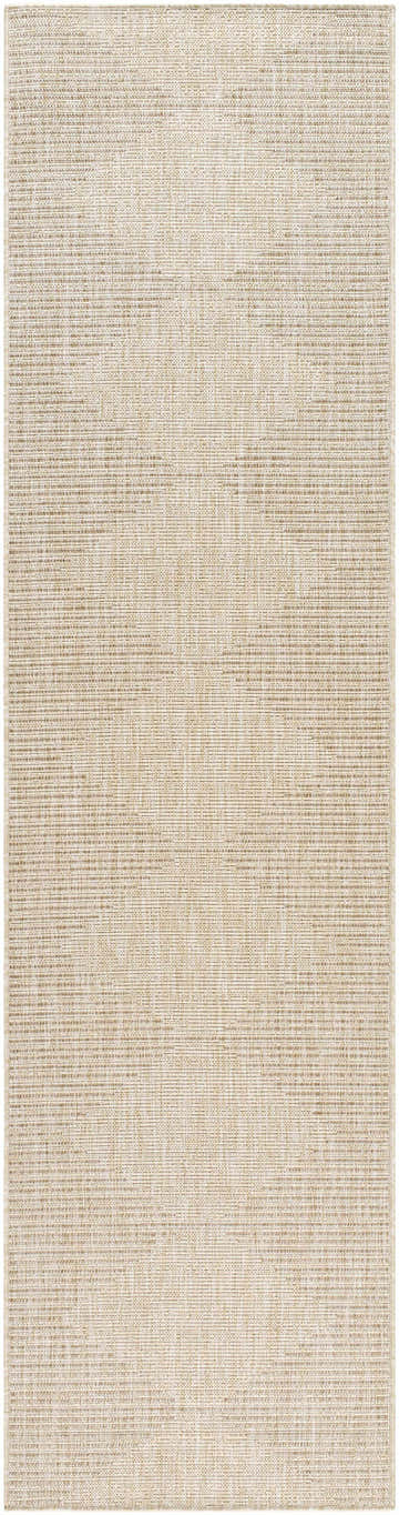 Close-up of the Stephan Beige Outdoor Rug showing a textured, woven design in cream and light brown polypropylene. Design-Runner-2710