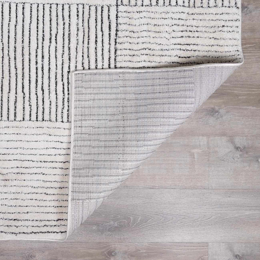 Modern Scandi High Pile Ivory/Black Architect I Area Rug