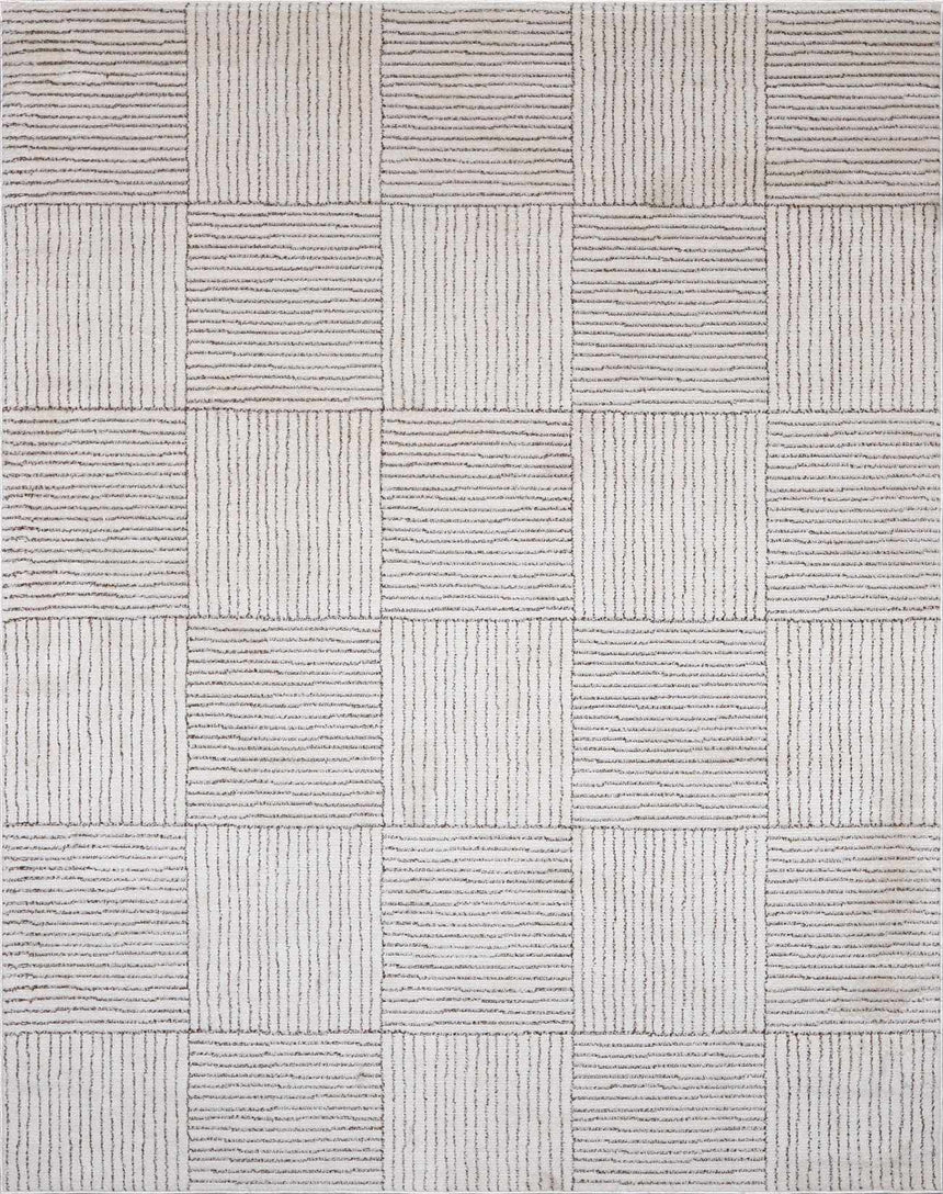 Modern Scandi High Pile Ivory/Dark Brown Architect II Area Rug