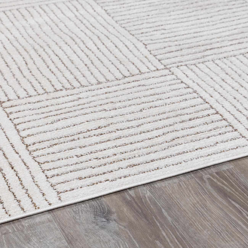 Modern Scandi High Pile Ivory/Dark Brown Architect II Area Rug