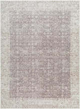 Close-up of the Spokane Machine Woven PNWSP-2302 area rug. Beige, cream, and dark red farmhouse style with a traditional floral pattern. Design-Rectangle-527