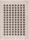 Close-up of the Baback Charcoal Washable Area Rug, featuring a grid pattern of charcoal squares on a light neutral background. Design-Rectangle-537