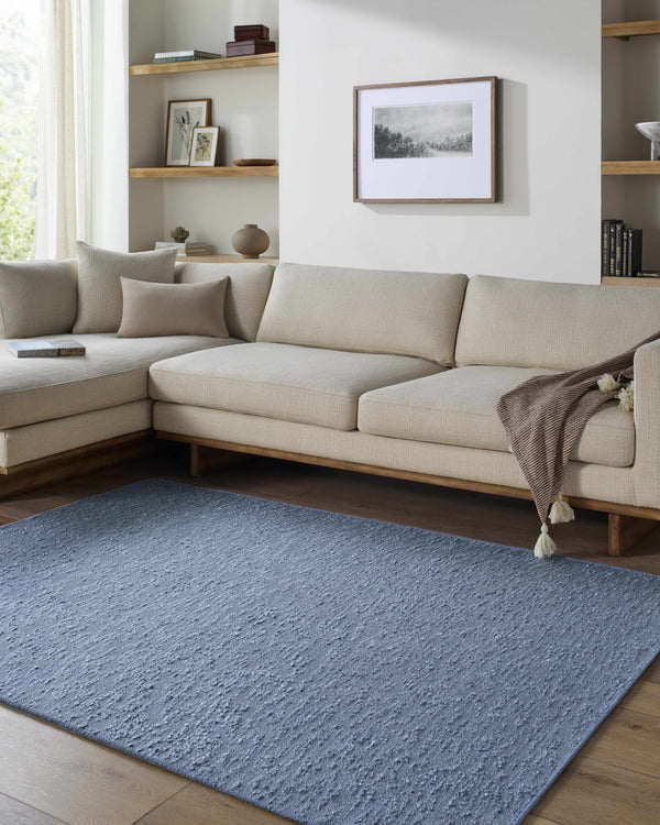 Breena Slate Blue Washable Area Rug