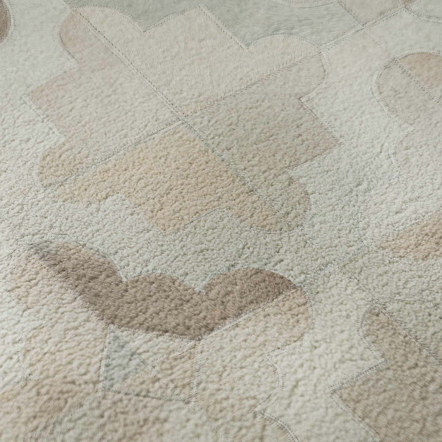 Close-up of Dalyn Luxury Bozeman BM8 Linen Washable Area Rug. Beige, chestnut, and taupe lodge style rug texture.