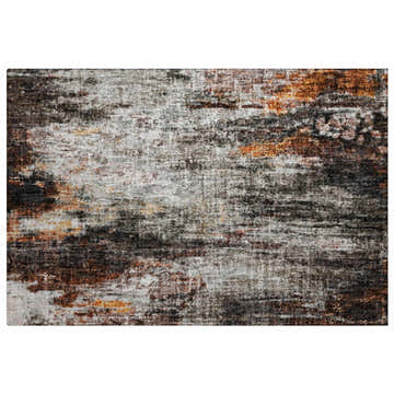 Close-up of Dalyn Luxury Boca BO10 Gray Washable Area Rug with caramel, paprika, silver gray, and taupe colors.