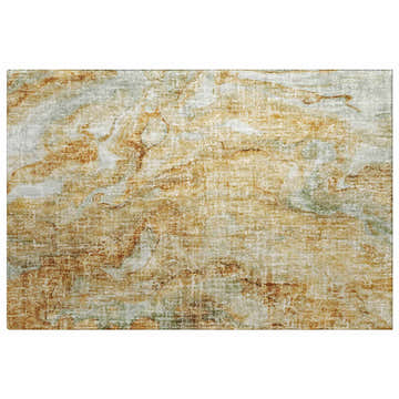 Dalyn Luxury Boca BO14 Copper Washable Area Rug with beige, caramel, chestnut, and peach marble-like pattern.