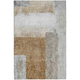 Dalyn Luxury Boca BO1 Brown Washable Area Rug with beige, chestnut, and taupe geometric design.