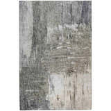 Close-up of Dalyn Luxury Boca BO2 Gray Washable Area Rug. Abstract design with beige, chestnut, fudge, and taupe colors.