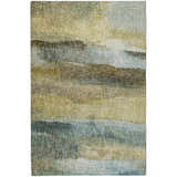 Dalyn Luxury Boca BO4 Khaki Washable Area Rug with beige, brown, and blue abstract pattern. Casual style.