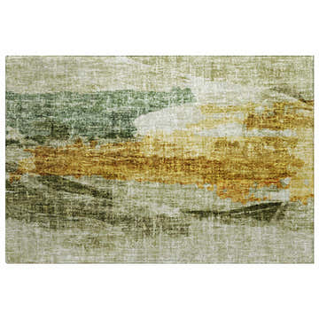 Dalyn Luxury Boca BO6 Aloe Washable Area Rug with abstract aloe, beige, chestnut, and gold pattern.
