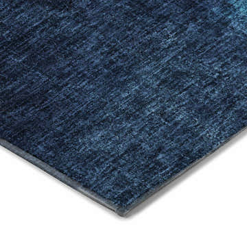 Close up of the Dalyn Luxury Boca BO7 Denim Washable Area Rug showing texture and denim color.