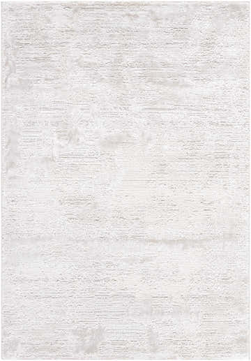 Close-up of the Aramis Area Rug. Cream, ivory, light gray, and white textured contemporary design. Design-Rectangle-537