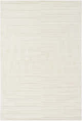 Close-up of the cream Armina Area Rug featuring a contemporary geometric pattern and hand-loomed wool texture. Design-Rectangle-576