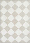 Close-up of the Bosley Beige Washable Area Rug featuring a contemporary diamond pattern in beige and cream hues. Design-Rectangle-576