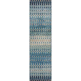 Dalyn Brisbane BR1 Indigo Washable Area Rug. Machine-made polyester rug with blue, teal, and burnt diamond pattern.