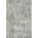 Close-up of Dalyn Brisbane BR3 rug. Machine-made polyester rug in beige, silver gray, and taupe with a casual geometric pattern.