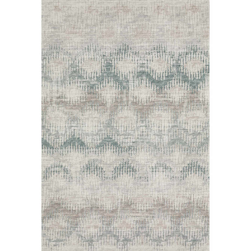 Dalyn Brisbane BR9 Seascape area rug. Beige, light brown, teal, and taupe casual rug with a subtle horizontal pattern.