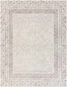 Detailed Burdette Soft Neutral Rug with geometric charcoal and light beige diamond pattern. Design-Rectangle