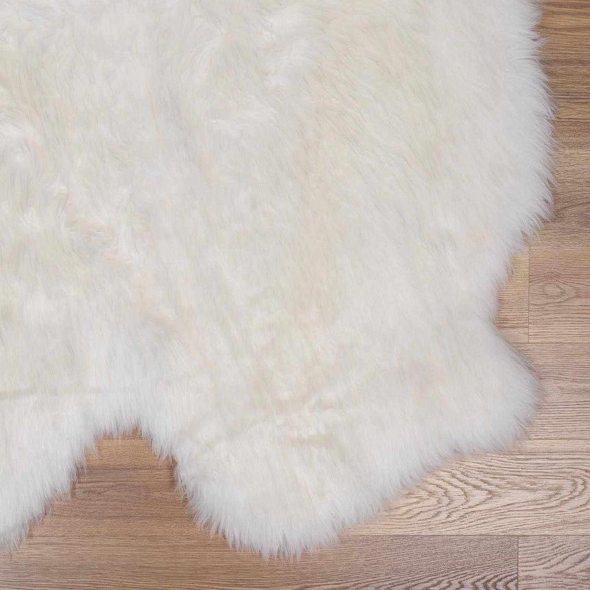 Genuine Off-White Sheepskin Rug - 2ft X 3.5ft, 100% Natural, Soft Dense Wool