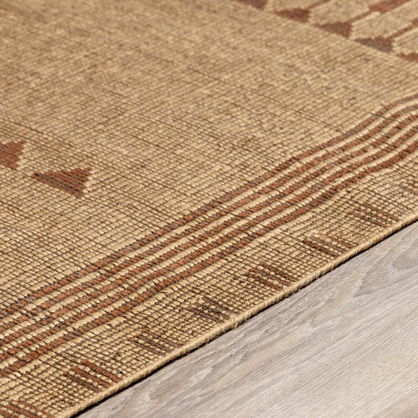 Bran Hand Woven Jute& Leather Area Rug