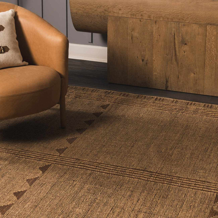 Bran Hand Woven Jute& Leather Area Rug