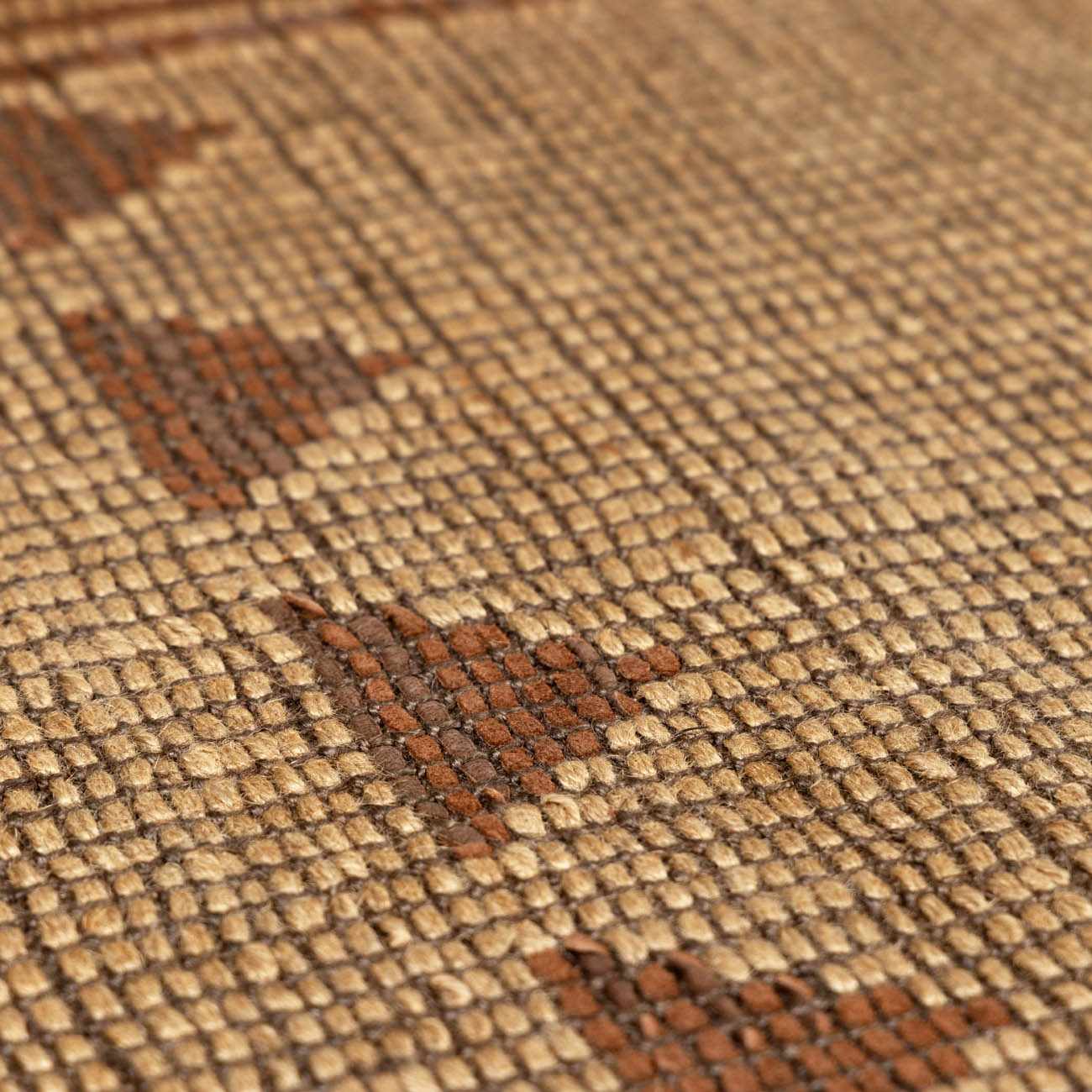 Bran Hand Woven Jute& Leather Area Rug