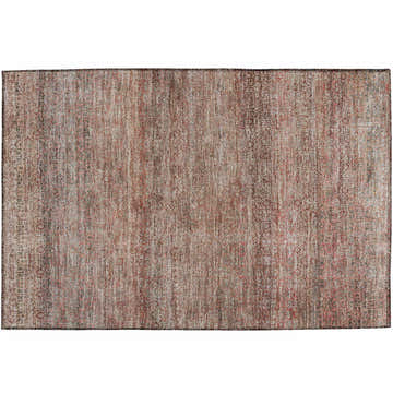 Close-up of the Dalyn Luxury Burano BU12 Coral Washable Area Rug featuring coral, light brown, and silver gray tones.