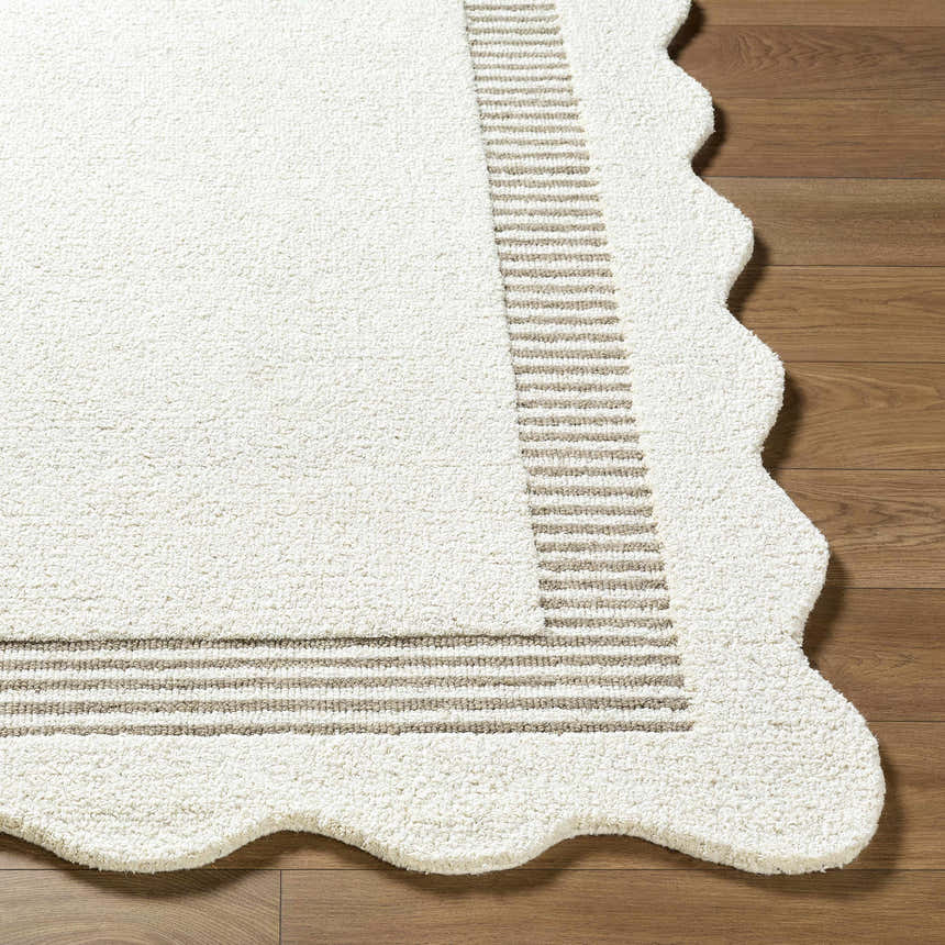 Sample Tono Ivory Border Hand Tufted Wool Area Rug