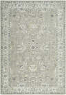 Close-up of the Briony Area Rug. Farmhouse style with a traditional floral pattern in neutral gray, cream, and blue tones. Design-Rectangle-6796