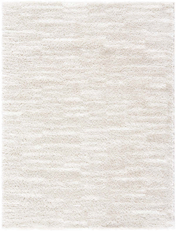 Close-up of the Benjen Ivory Area Rug, a soft, plush shag rug with subtle peach undertones and a machine-woven texture. Design-Rectangle-537