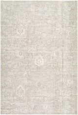 Close-up of the Brando Beige Area Rug. Farmhouse style, machine woven with subtle traditional pattern in beige and cream. Design-Rectangle-6796