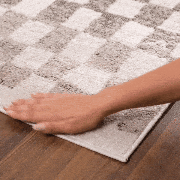 Benjy Irregular Checkboard Rug - Beige