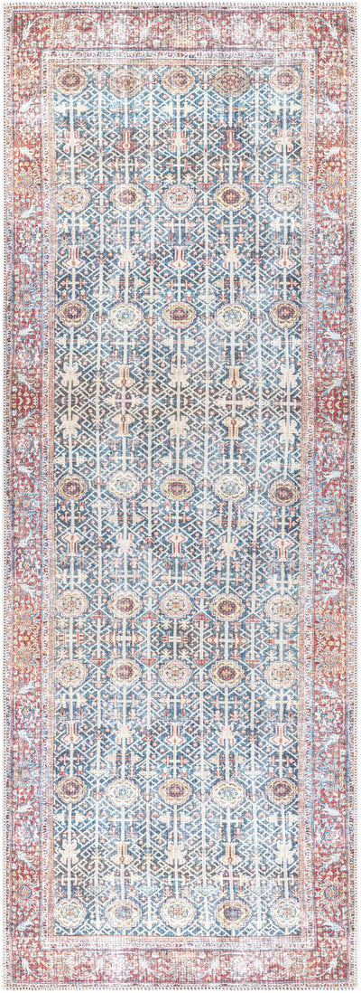 Rust&Navy Persian Style Washable Area Rug - Clearance