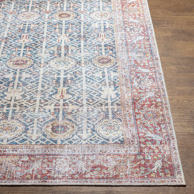 Rust&Navy Persian Style Washable Area Rug - Clearance