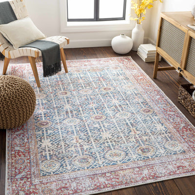 Rust&Navy Persian Style Washable Area Rug - Clearance