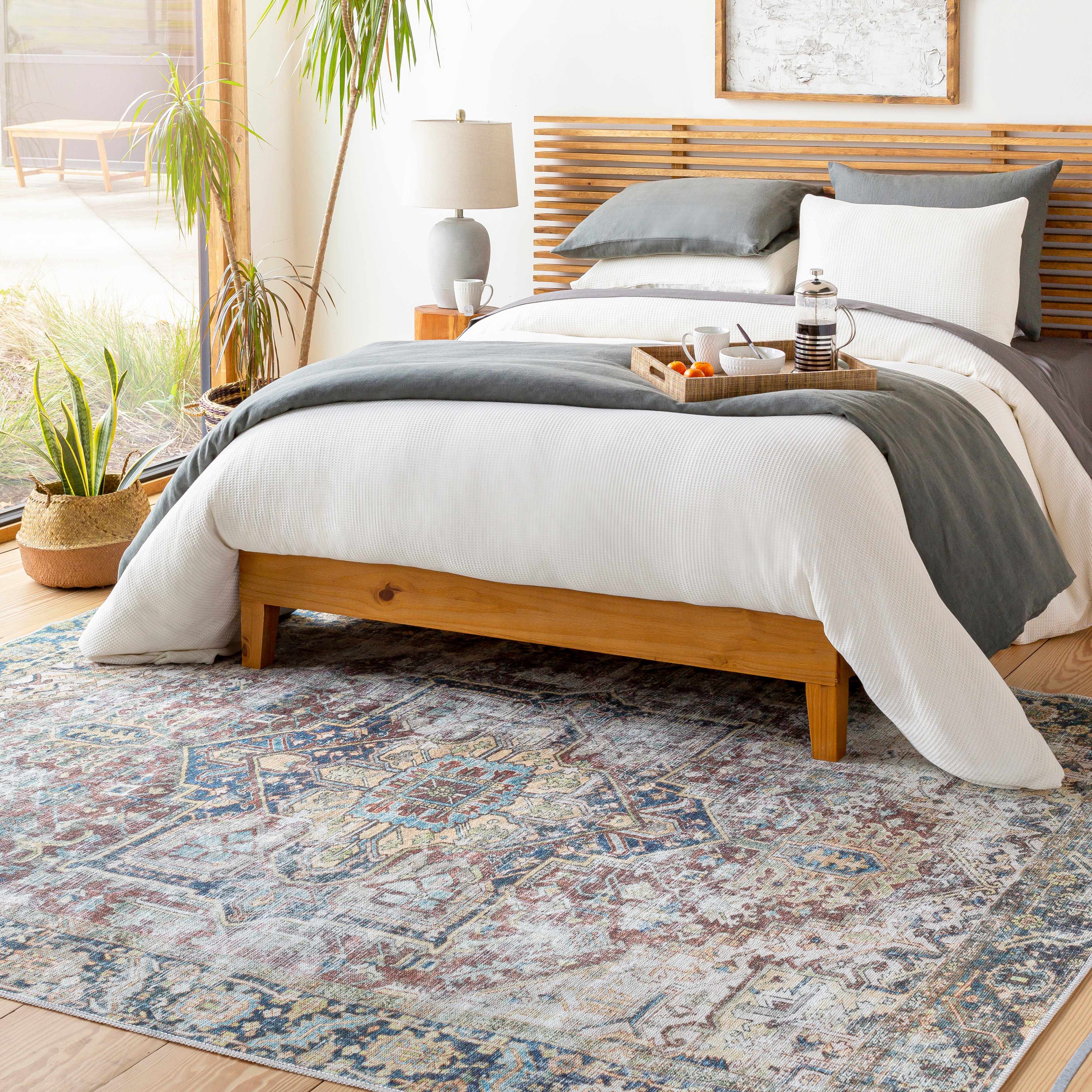 DEMING RUG 140*200 ラグ Blue Catigpian Distressed Washable Area Rug - Clearance – Boutique