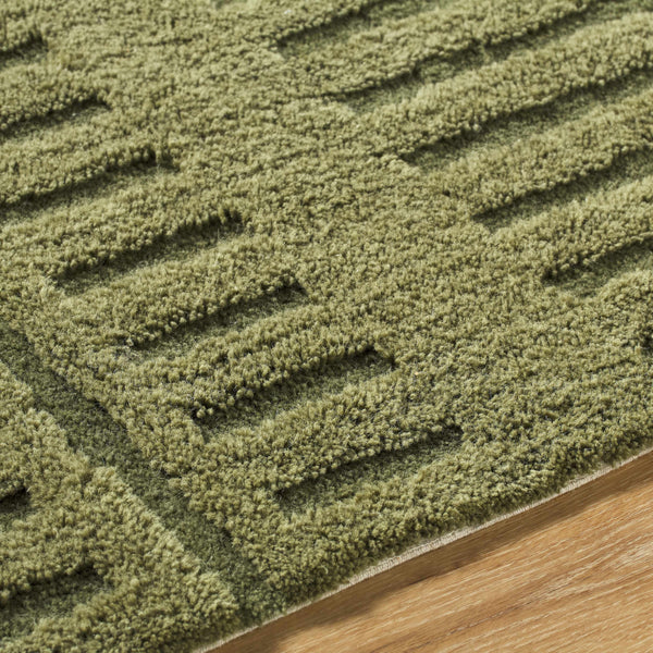 Revival Green Washable Wool Rug