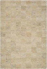 Close-up of the hand-tufted Chasya Sandstone Area Rug. Wool rug in ivory, pebble, sandstone, and taupe with a subtle checkerboard pattern. Design-Rectangle-576