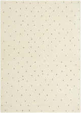 Close-up of the Cirila Dotted Ivory Washable Wool Rug. Features a soft ivory background with small, charcoal-colored dotted pattern. Design-Rectangle-57