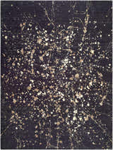 Close-up of the Janek Handmade Galey Alix x LIVABLISS GAJA-2300 Area Rug. Charcoal rug with ivory and taupe splattered design. Design-Rectangle-810