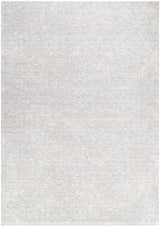 Close-up of the Catrin Area Rug. Light sage, slate blue, and light slate traditional pattern. Design-Rectangle-6796