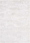Close-up of Annisa Area Rug. Contemporary design in cream, ivory, light gray, and white. Textured, machine woven. Design-Rectangle-537