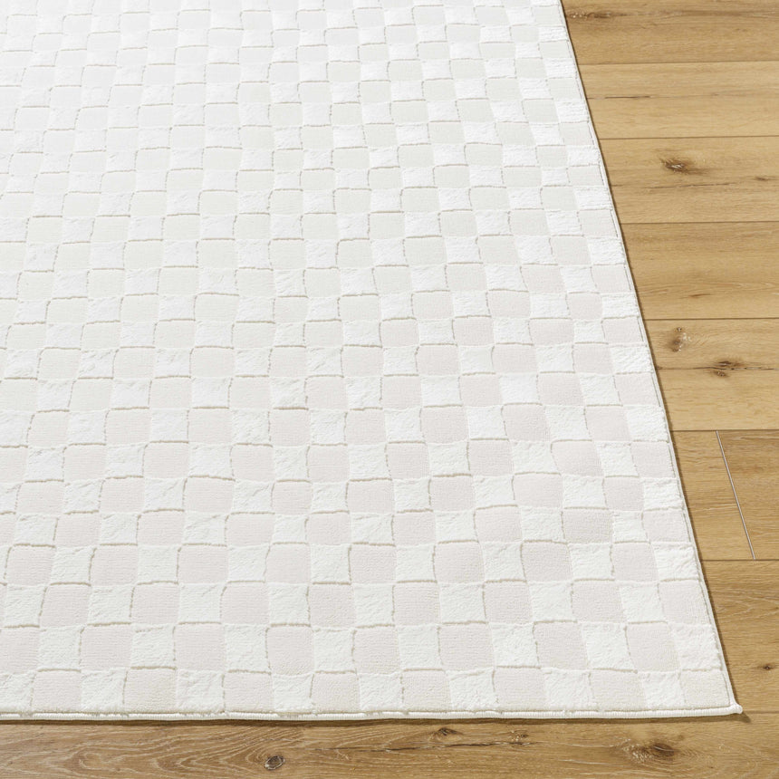 Carina Light 3D Checkered Washable Area Rug