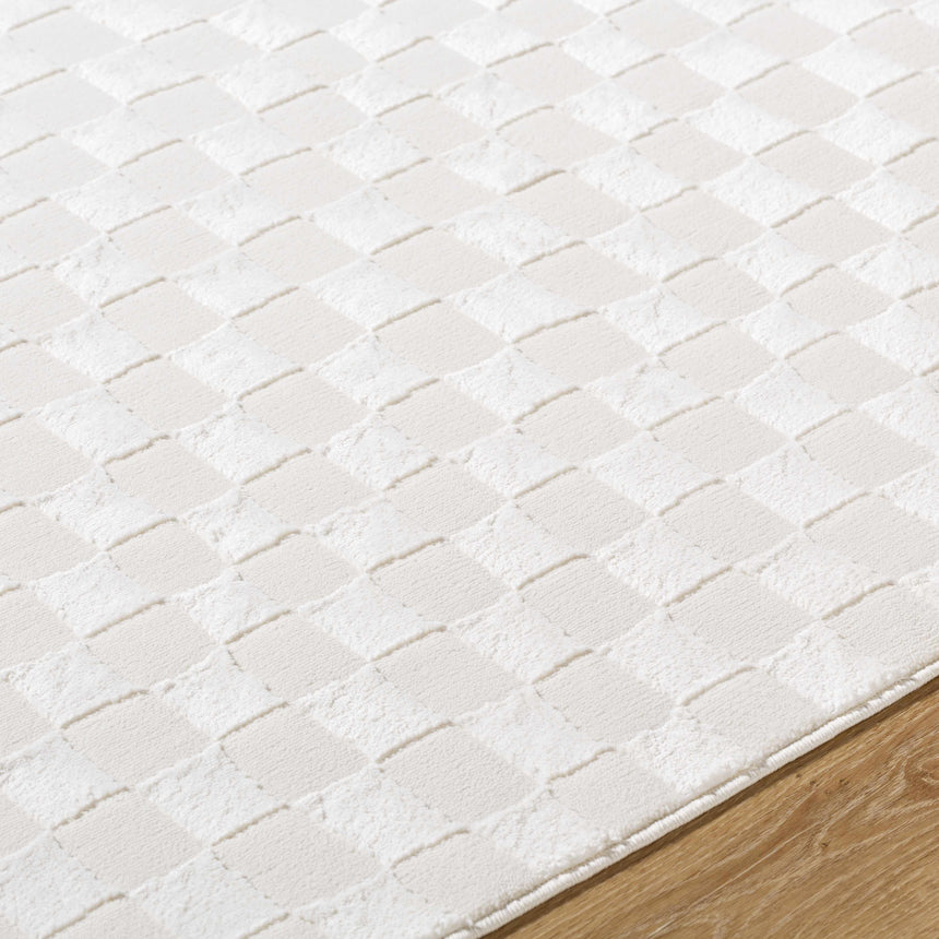Carina Light 3D Checkered Washable Area Rug