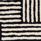 Sample Black&White Striped Sheen Viscose Area Rug