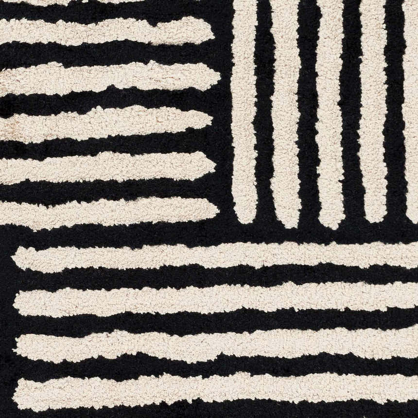 Sample Black&White Striped Sheen Viscose Area Rug