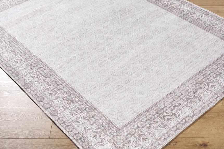 Rainier Cottage Border Brown Washable Rug | Our PNW Home X Livabliss