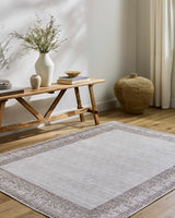 Rainier Cottage Border Brown Washable Rug | Our PNW Home X Livabliss